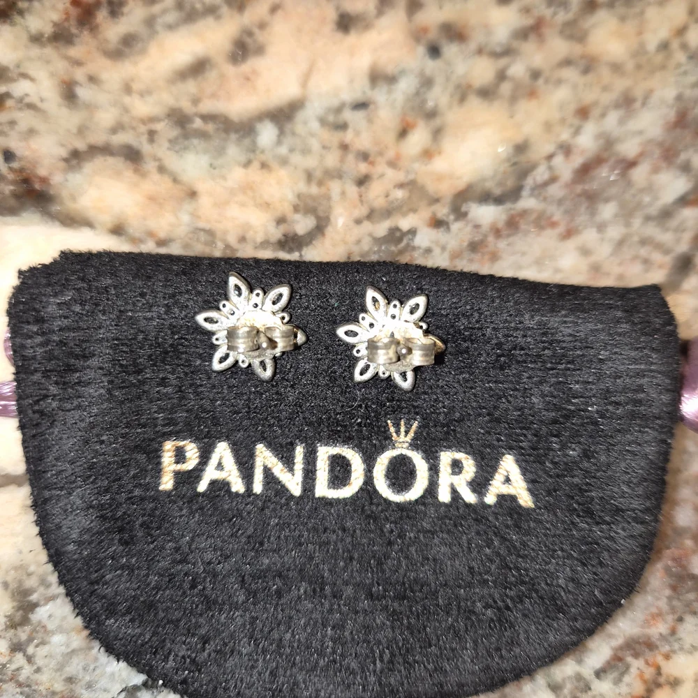 Pandora Silver Floral Earrings - Picture 2 of 3